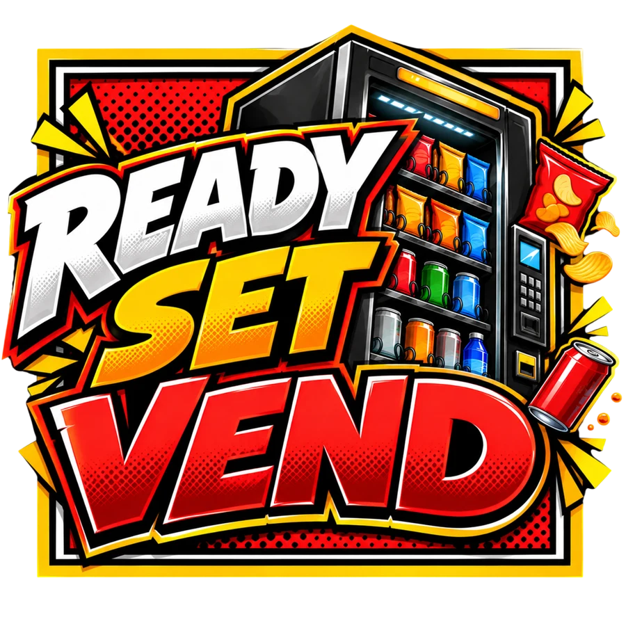Ready Set Vend logo featuring a snack and drink vending machine